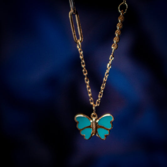Turquoise Butterfly Pendant Necklace